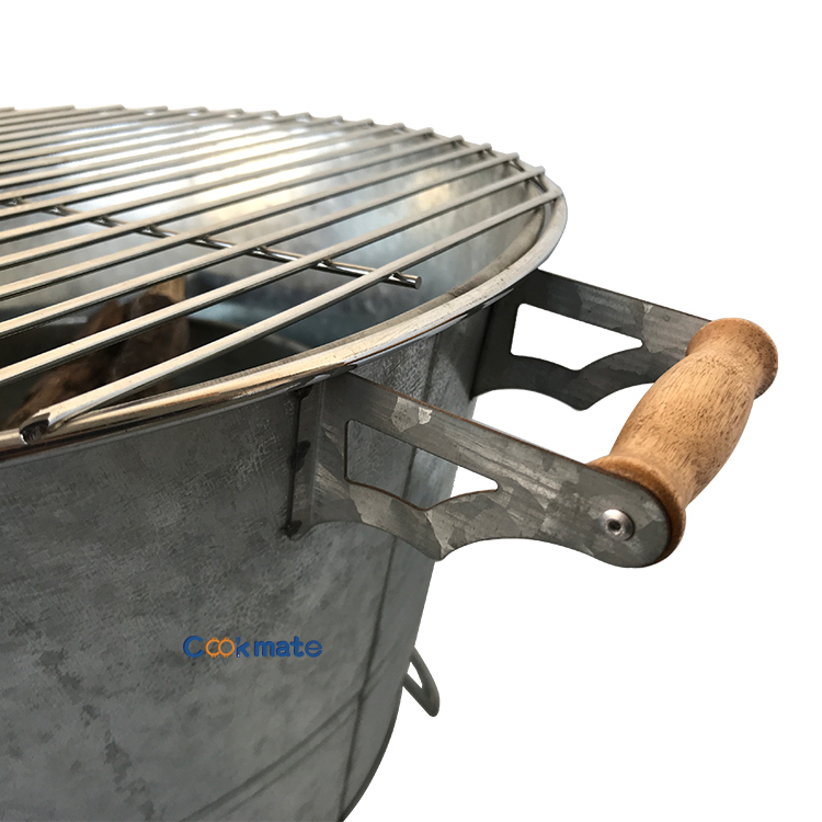 Con bandeja de carbón y handel de madera para viajar portátil barbacoa barbacoa soporte parrilla