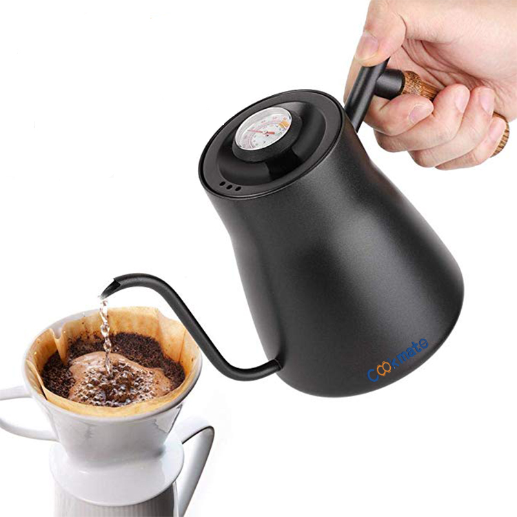 Equipo de cocina para tetera de café con goteo y té de té con termómetro.