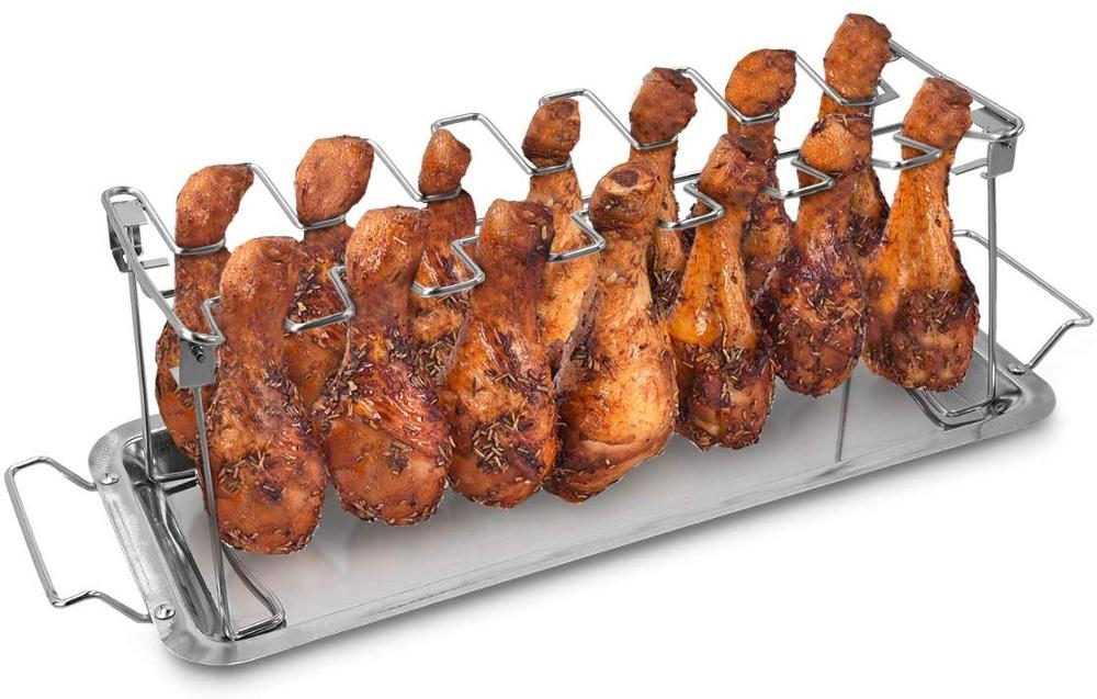Precios de fábrica Pollo ala y soporte de pierna Parrilla Rack Alambre Estante de pollo para cocinar