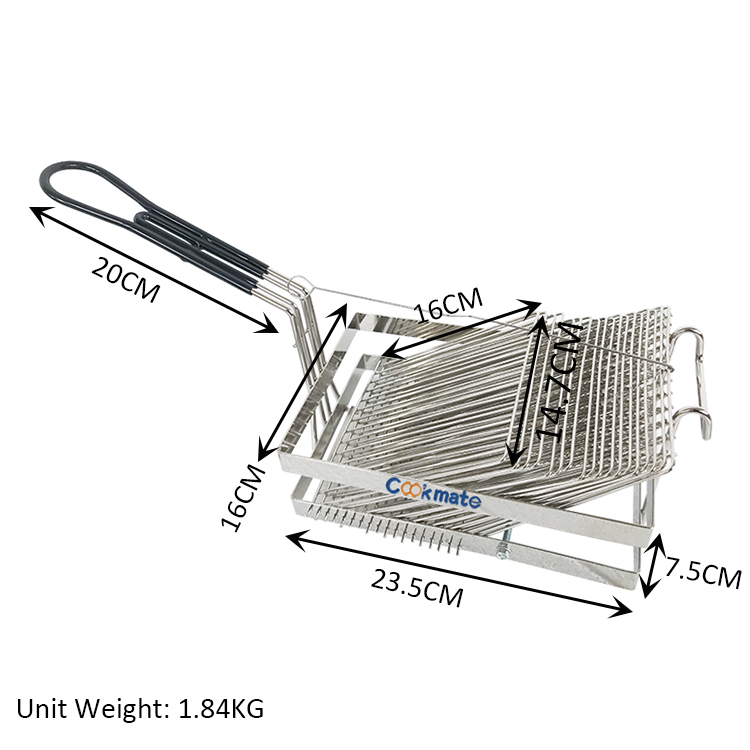 Hierro mexicano duradero cromado Tostada Fry Cesta con mango de goma