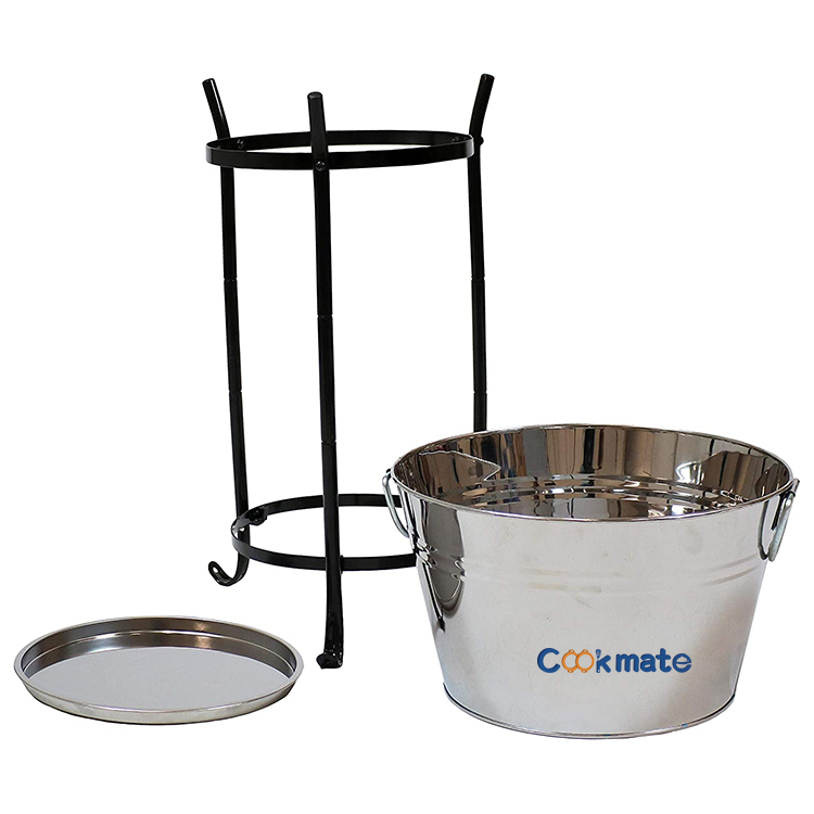 Jardín 2 niveles Galvanized Ice Hielo Bañera de acero bañera Bucket con asas de plata