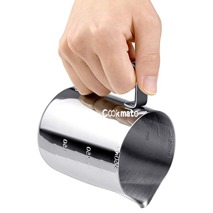 Las medidas de acero inoxidable en ambos lados jarra perfectos para máquinas de espresso Lanzador de espuma de leche