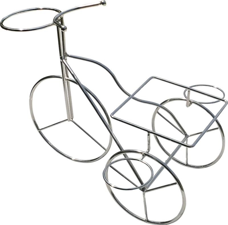 Diseño de bicicleta de alambre Mini Acero inoxidable Frisas Fritas Soporte para Restaurante Comida rápida Sirviendo Bandeja Cesta perforada