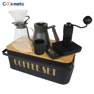 Caja de cocina de lujo Caja de metal V60 V60 Drip fabricante de café Grinder Set de regalo Conjunto de mesa de café con la manija