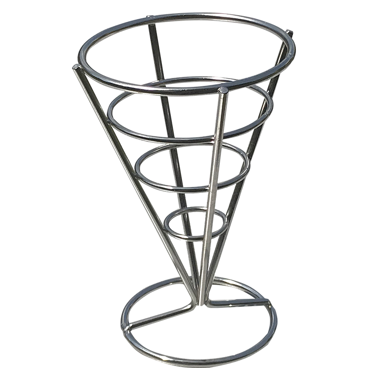 Diseño de bicicleta de alambre Mini Acero inoxidable Frisas Fritas Soporte para Restaurante Comida rápida Sirviendo Bandeja Cesta perforada