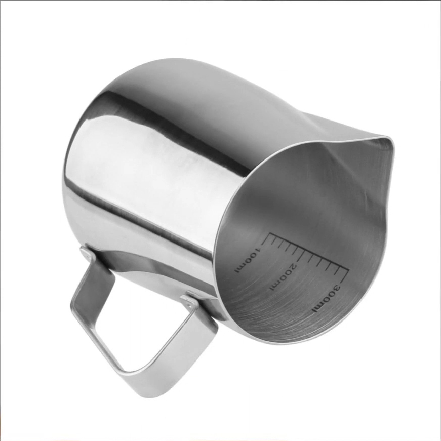 Copa de fretera de guirnaldas de acero inoxidable de 350 ml con marcado de medición para leche de café café café espresso y arte latte