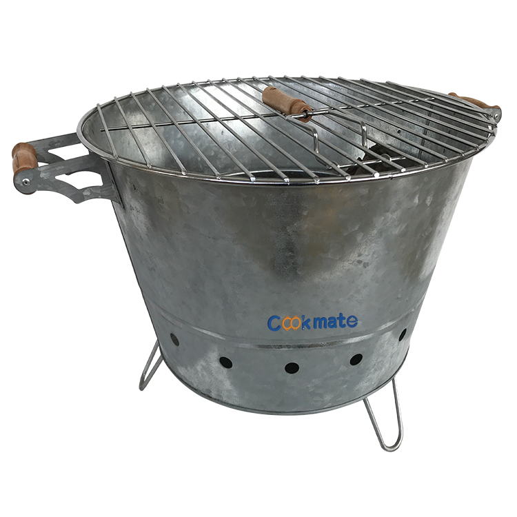 Con bandeja de carbón y handel de madera para viajar portátil barbacoa barbacoa soporte parrilla