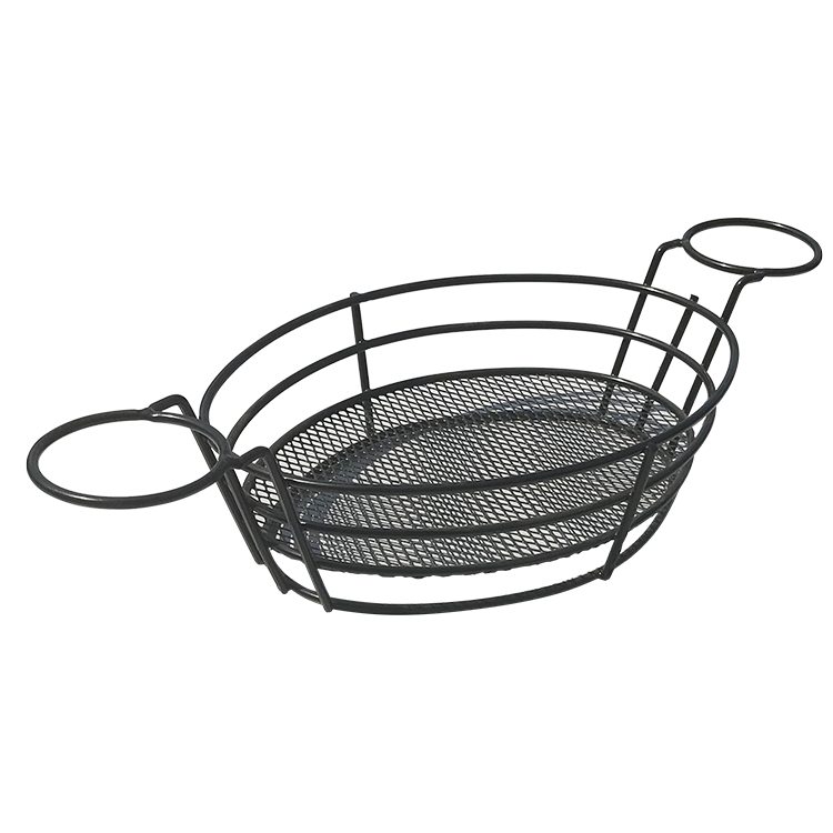 Diseño de bicicleta de alambre Mini Acero inoxidable Frisas Fritas Soporte para Restaurante Comida rápida Sirviendo Bandeja Cesta perforada