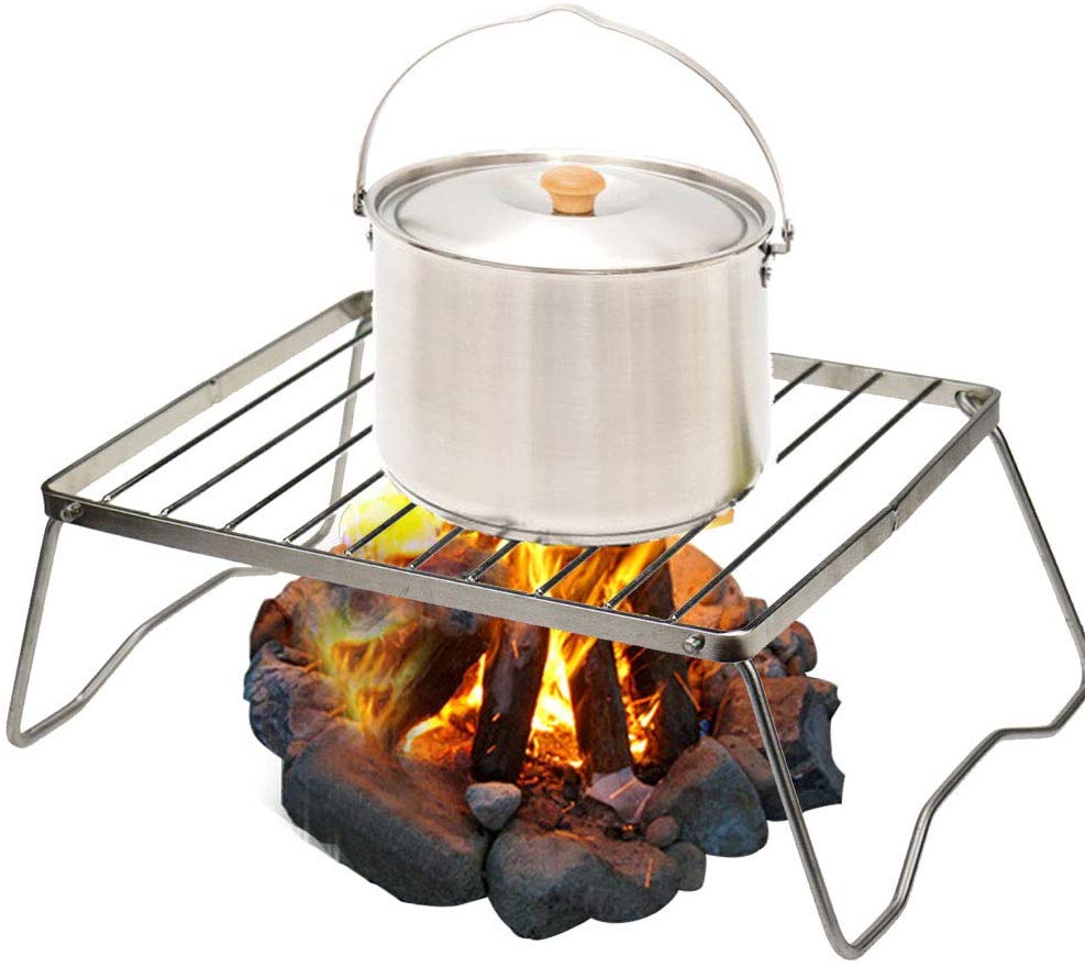 Glamping accesorios para barbacoa plegable portátil de acero inoxidable ala de pollo rack barbacoa parrilla